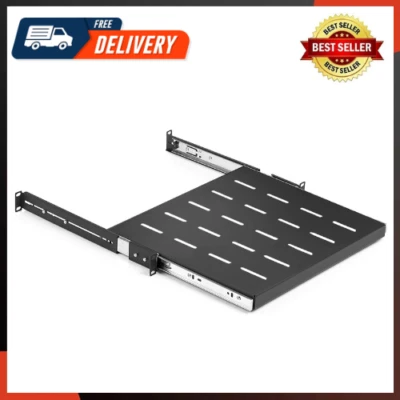 1U Sliding Rack Shelf 19" Server Rack Mount Cabinet 14"-22" Adjustable Depth 4 - Image 1 of 4