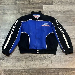 Vintage Racing Champions Blue Black White Ford Racing NASCAR Jacket - Men's XL - Picture 1 of 11
