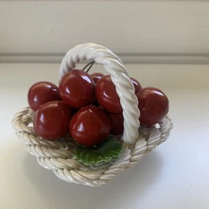 Bassano Cherry Fruit White Basket Italy Ceramic Small - Picture 1 of 12