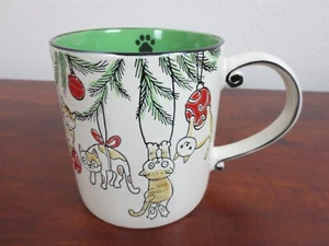 Eli + Ana Handmade Ceramic Large Coffee Mug 4.5"x 4" Cats On Christmas Tree2023 - Picture 1 of 6