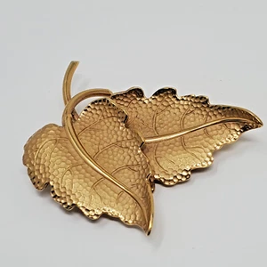 Broche prendedor DANECRAFT doble hoja 1/20 oro 12 quilates relleno vintage - Imagen 1 de 7