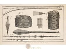 Tonga Islands Weapons Decorations Old Print Cook's Voyage 1778