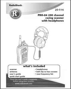 Radio Shack Pro-84, 200 Channel Racing Scanner Manual: 64 Pages, Black and white - Picture 1 of 1