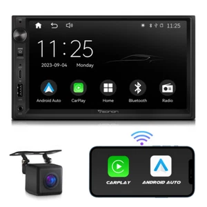 CAM+2DIN 7" Android Auto CarPlay Car Radio Stereo GPS Navi RDS Bluetooth DSP USB - Picture 1 of 16