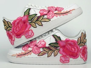 Nike Air Force 1 Rosa Personalizado Floral Flor Blanco Zapatos Bajos Hombres Mujeres Niños - Imagen 1 de 12