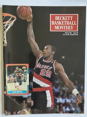Revista Beckett Basketball Price Guide edición #8 de marzo de 1991 Clyde Drexler Foto 1 de 2