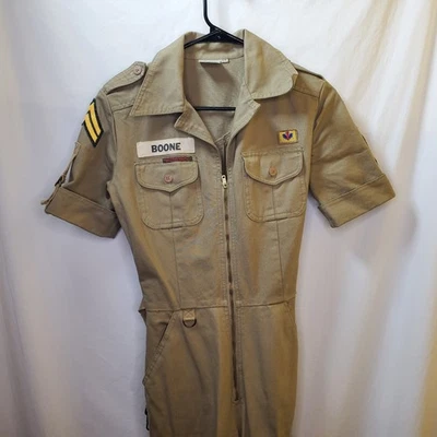 Mono militar vintage años 70 80 rosa caderas caqui manga corta para mujer talla 9/40 Foto 1 de 4