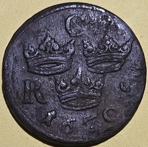 1670 Karl XI 1/6 Ore - Sweden - Copper! - Picture 1 of 4