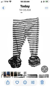 Sew Sassy Sz 8 Boutique icing capris Gray White Stripe knit ruffle leggings - Picture 1 of 5