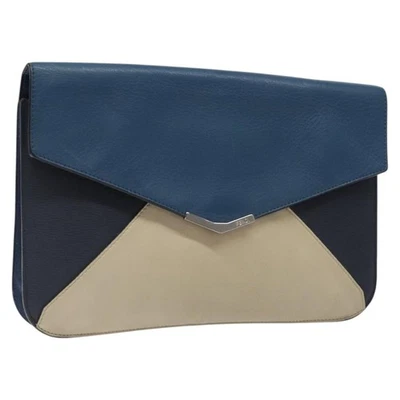 FENDI Clutch Bag Leather Blue Auth ti2970 - Image 1 of 4
