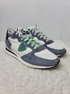 Philippe Model Paris Mens Running Sneaker Size 11 Gray Suede Gree White Canvas - Picture 1 of 11