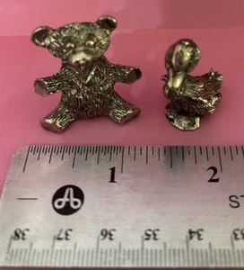 ADORABLE PELTRE MINIATURA VINTAGE Pato y Oso - Imagen 1 de 14