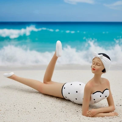 DEKO Maritime Badenixe Badefigur Strandnixe Frauenfigur Retro-Stil 20er Jahre - Bild 1 von 4