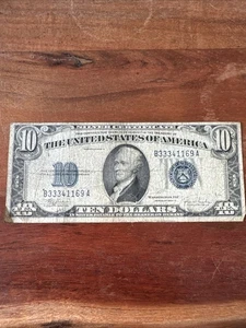 1934 c 10 dollar silver certificate 5 - Picture 1 of 6