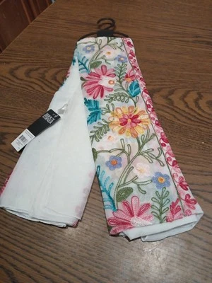 Bijoux Terner Floral Embroidered Scarf Shawl Boho Flower - Image 1 of 3