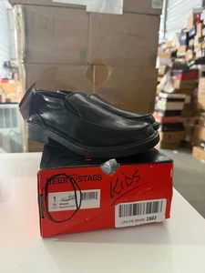 DEER STAGS Slip-on Loafer Boys Size 1w Brian Black HTEC Dress Shoes New In Box - Picture 1 of 3