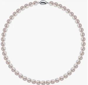 Freshwater Cultured Pearl Necklace Round White Sterling Silver Clasp - Picture 1 of 9