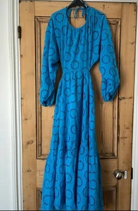 Zara Blue Stunning Broderie Anglaise Backless Dress Size L (12/14) - Picture 1 of 4