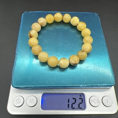 10.7毫米天然波罗的海琥珀珠手链12.2克100%自然保证青柠~木珠 — 第 1/4 张图片