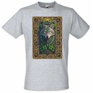 Camiseta gris unisex para adultos Celtic Wolf Irlanda mitología irlandesa hijo de la tierra - Imagen 1 de 8