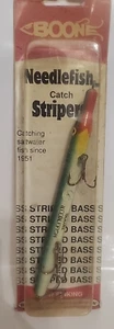 Vintage Boone Bait Co Needlefish Fishing Lure Green Mackeral. New in package - Picture 1 of 22