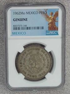 1962 Mo Mexico Silver UN Peso NGC Genuine - Picture 1 of 2