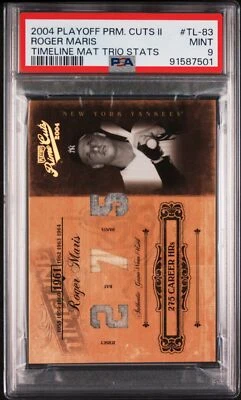 2004 年季后赛 Prime Cuts II 时间轴材料三重奏统计 Roger Maris #TL-83 PSA 9 — 第 1/2 张图片