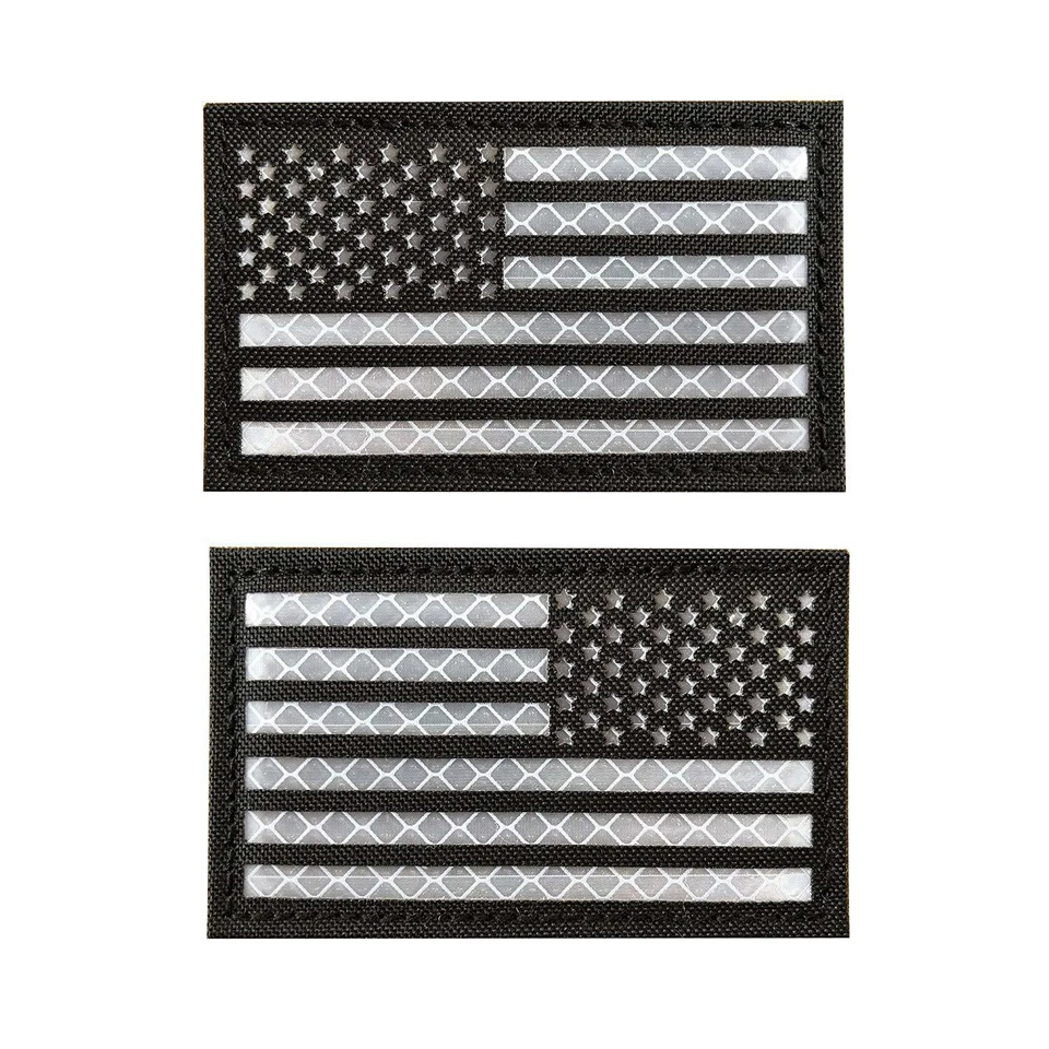 IR Reflective United States US USA Flag Hook Loop Patch Backing Fastener Badge - Image 1 of 3