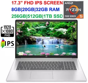 2025 HP 17.3" FHD IPS AMD Ryzen 5,Upto 4.30 GHz, 32GB RAM & 1TB SSD - Picture 1 of 7
