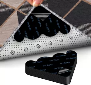 16 PCS Rug Gripper for Hardwood Floors Non-Slip Washable & Reusable Rug Corners - Picture 1 of 12