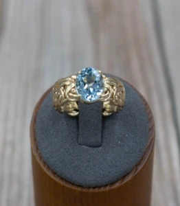 *Byzantine Turkey Topaz 925 Ring Size 8.75 5.8g - Picture 1 of 5