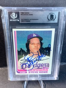 1982 Topps #14 Steve Howe In Action Signed Authenticated Beckett BAS Dodgers