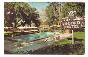 c1960 TALLAHASSEE FLORIDA AAA MOTOR HOTEL POOL HIGHWAY 27 ROADSIDE POSTCARD FL ! - Picture 1 of 2