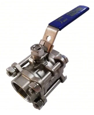 1” Ball Valve: 1” FNPT  316L Stainless Steel  1,000 psi CWP Locking Lever Handle - Image 1 of 4