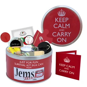 KEEP CALM & CARRY ON Survival Kit In A Can. Happy Birthday Gift Card For Him/Men - Picture 1 of 9