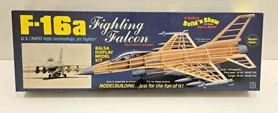 GUILLOWS F-16A #1403 BUILD N SHOW NON-FLYING  BALSA DISPLAY MODEL AIRPLANE - Image 1 of 2