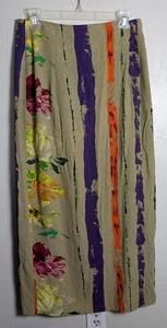 Jams World Size 11 Midi Length Wrap Skirt Hand Painted Look Casual 28 Inch Waist - Picture 1 of 4