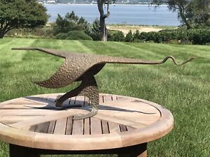 Flying Bird Goose Abstract Kinetic Balancing Sculpture - Brass 24" Long