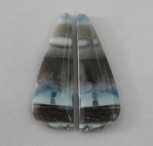 37.75 Cts Natural Blue Opal (43mm X 15mm each) Cabochon Loose Match Pair - Picture 1 of 3