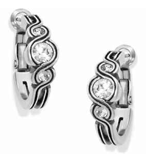 Brighton Silver Crystal Infinity Sparkle Hoop Lever Back Earrings Jewelry New