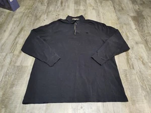 Vintage Burberry London Men's Long Sleeve Polo Faded Black XL Brit Check Pattern - Picture 1 of 16