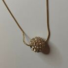 Marks & Spencer Ball With White Diamate Style Gold Tone Snake Chain Necklace0