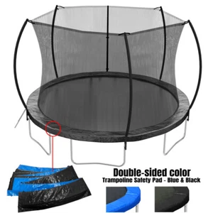 12FT Trampoline with Double-Sided Color Pad, Enclosure Net, Ladder & Curved Pole - Picture 1 of 7