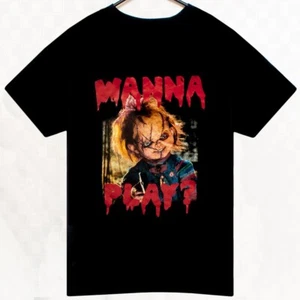 Chucky Child's Play "Wanna Play?" Mens T  Shirt Size M Ripple Junction Black - Picture 1 of 3