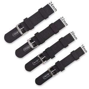 Tough 2-Piece Nylon Watch Black Strap Stainless Steel Buckle - Picture 1 of 5