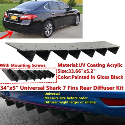 34x5" Universal Rear Diffuser Shark 7 Fin Kits Fit For Infiniti M35h M37 11-13 Foto 1 de 4