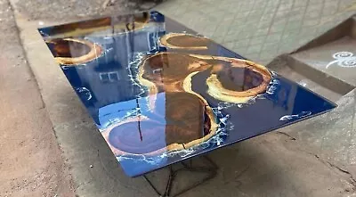 Coffee Table Top  Made Of Natural Epoxy Resin, Blue River Table, Resin Tables - Image 1 of 4