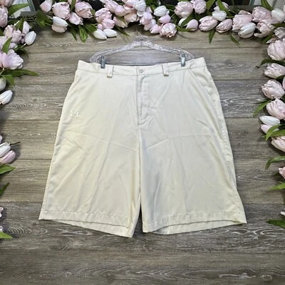 Under Armour Men's Shorts Size 40 Ivory Polyester Bermuda USA Logo - Image 1 of 4