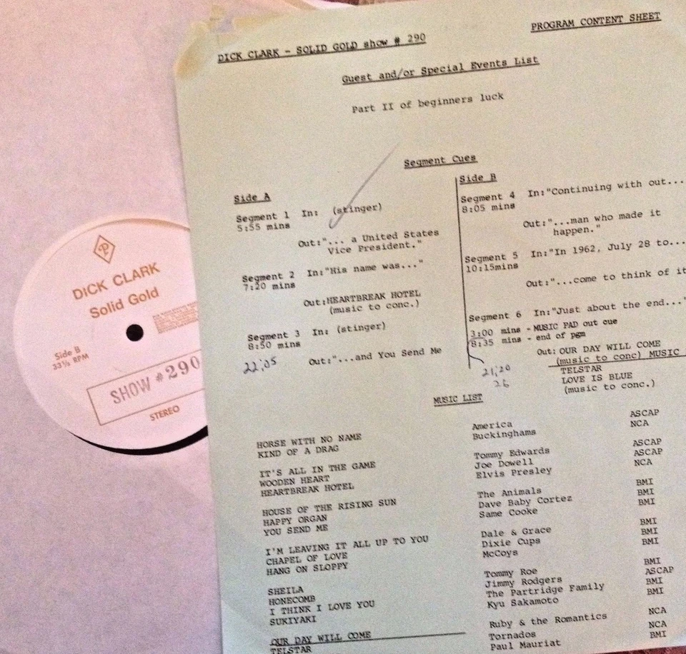 RADIO SHOW: DICK CLARK GOLD 290 1ST SONG WAS #1! AMERICA, ANIMALS, McCOYS, ELVIS - Image 1 of 1