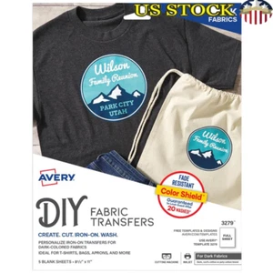 Printable Heat Transfer Paper Dark Fabrics Inkjet Iron On Transfers 5 Sheets New - Picture 1 of 8
